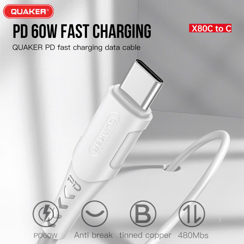 Cáp Sạc Nhanh Quaker X80 TypeC to Lightning PD - 30W