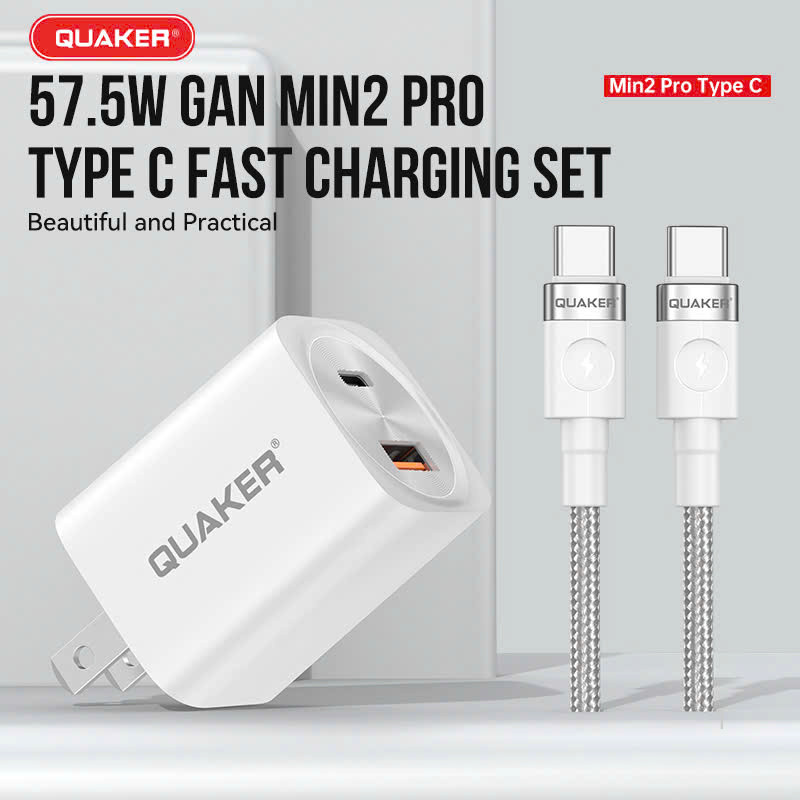 Bộ Sạc Nhanh Quaker Min2 Pro TypeC to TypeC - 57.5W GaN Pro8