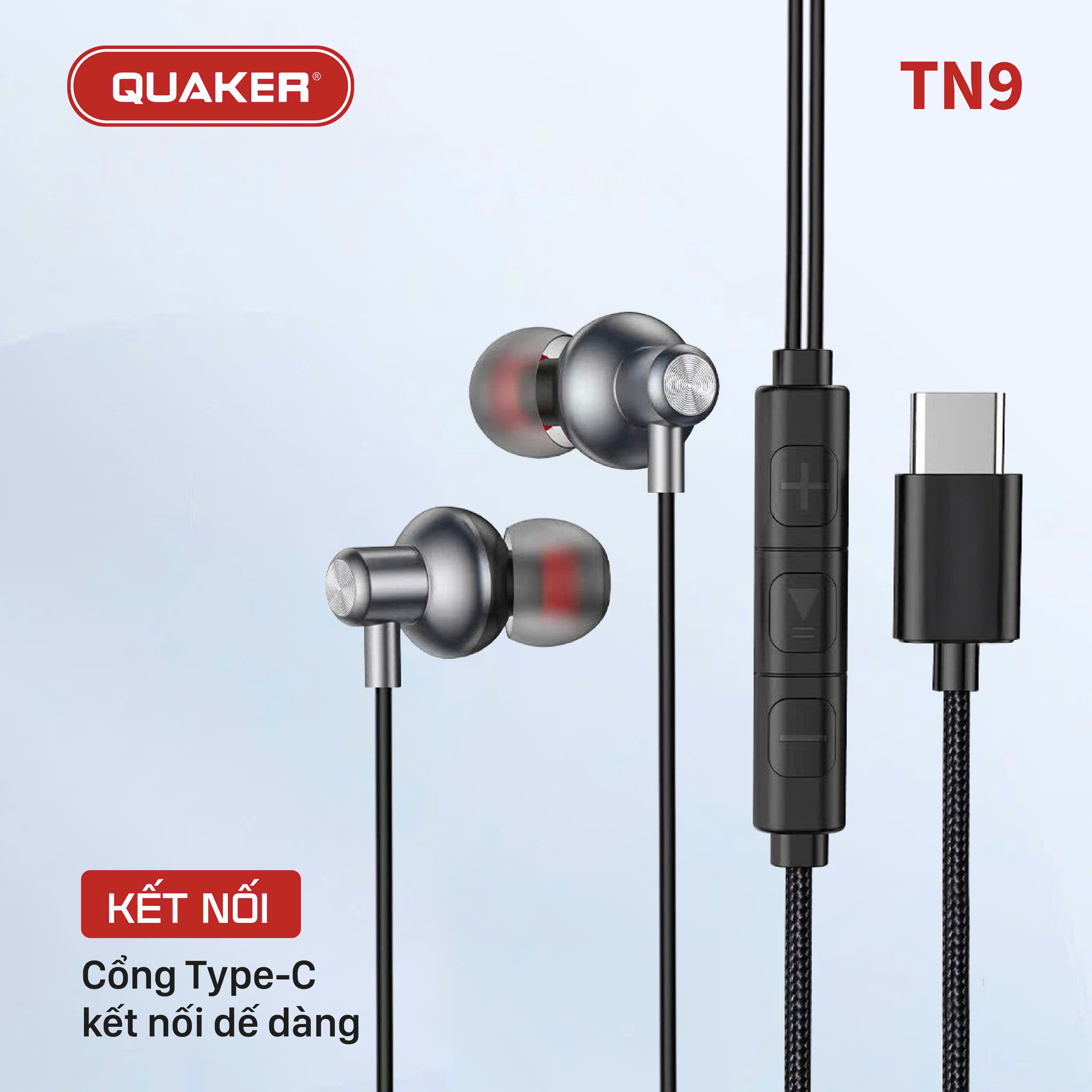 Tai Nghe Có Dây Quaker TN9 - Jack TypeC 