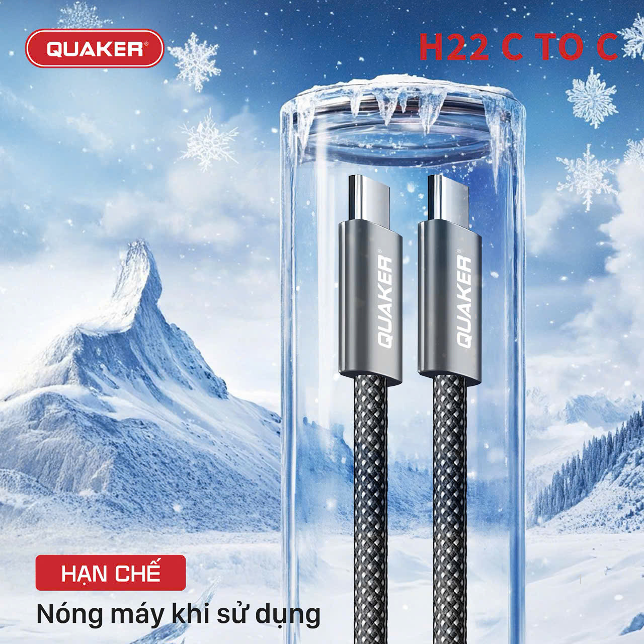 Cáp Sạc Quaker H22 Type-C to Type-C 100W