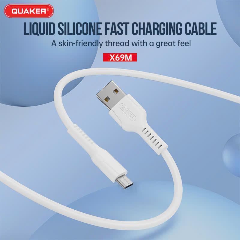 Cáp Sạc Silicon Quaker X69 – Sạc Nhanh 3.1A | Dài 1M | Siêu Mềm – Chống Cháy – Chịu Nhiệt Cao