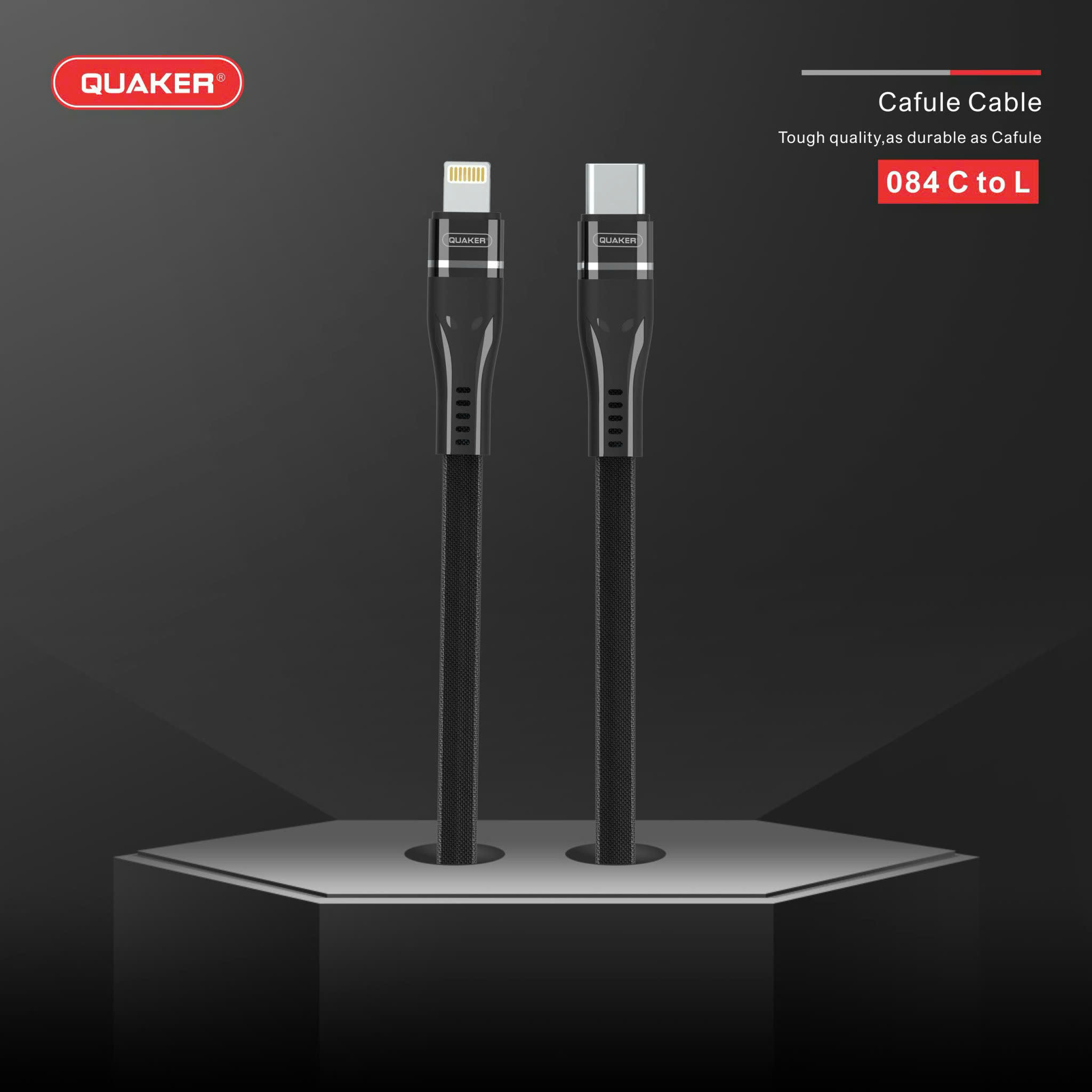 Cáp Sạc Dù Dẹt Quaker 084 Type-C to Lightning – Sạc Nhanh 30W | Dài 1.2M | Siêu Bền