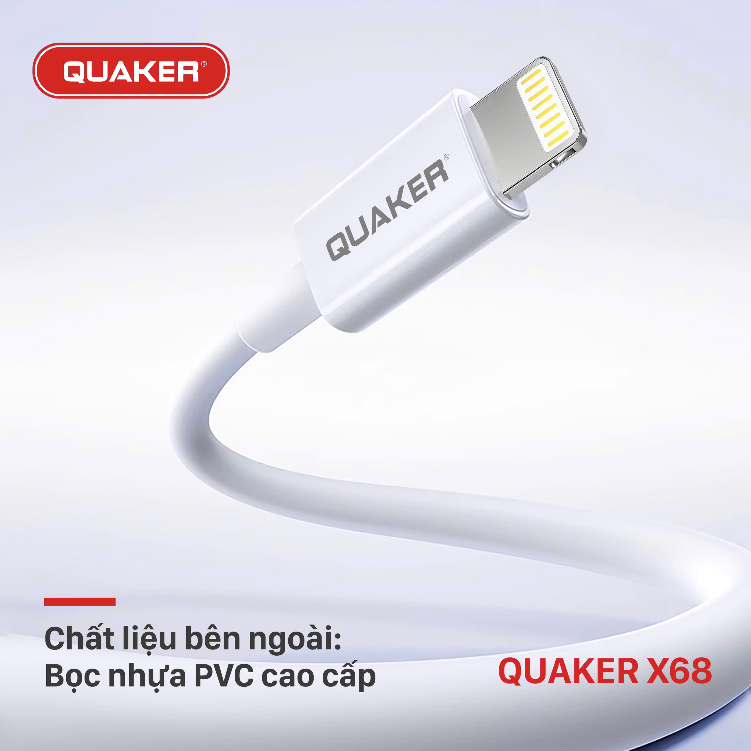Cáp Sạc Dù Quaker X68 – Type-C to Lightning | Sạc Nhanh 60W | Dài 1M | Bọc PVC Cao Cấp – An Toàn, Bền Bỉ