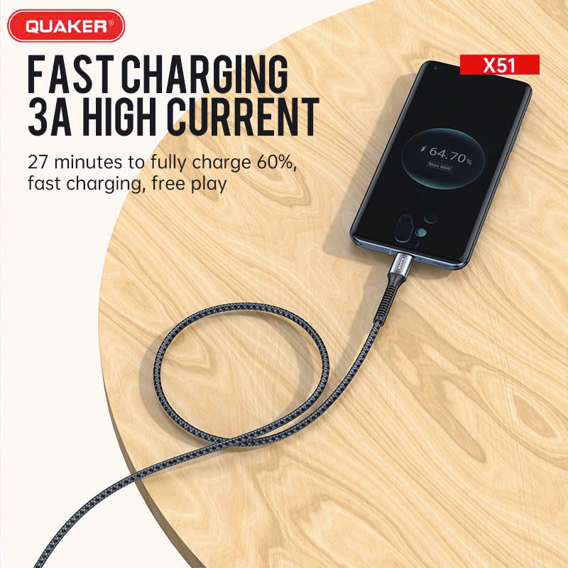 Cáp Sạc Nhanh 3A Quaker X51