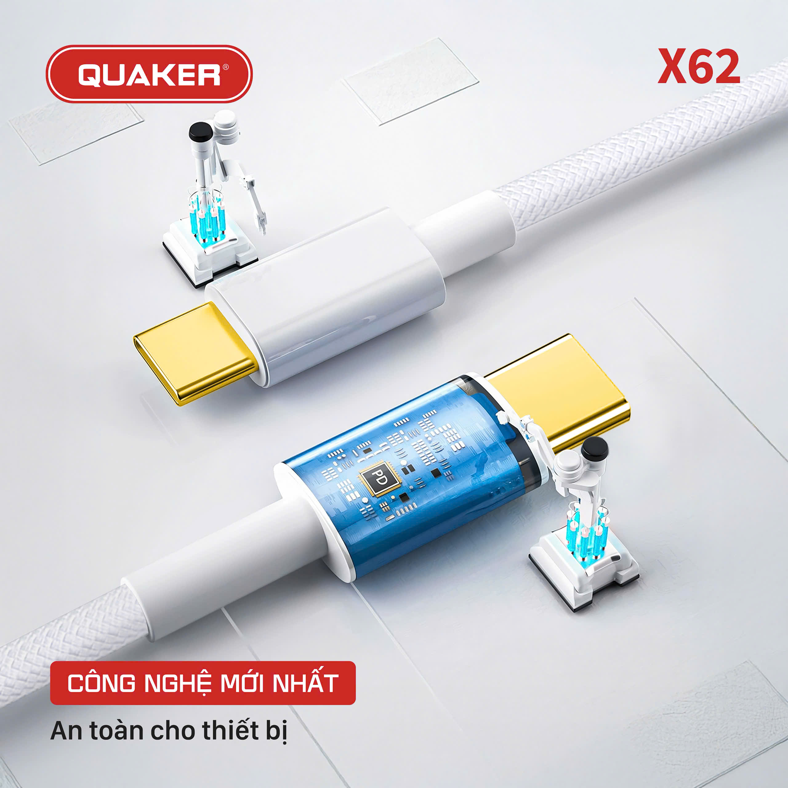 Cáp Sạc Dù Quaker X62 60W Type-C to Type-C