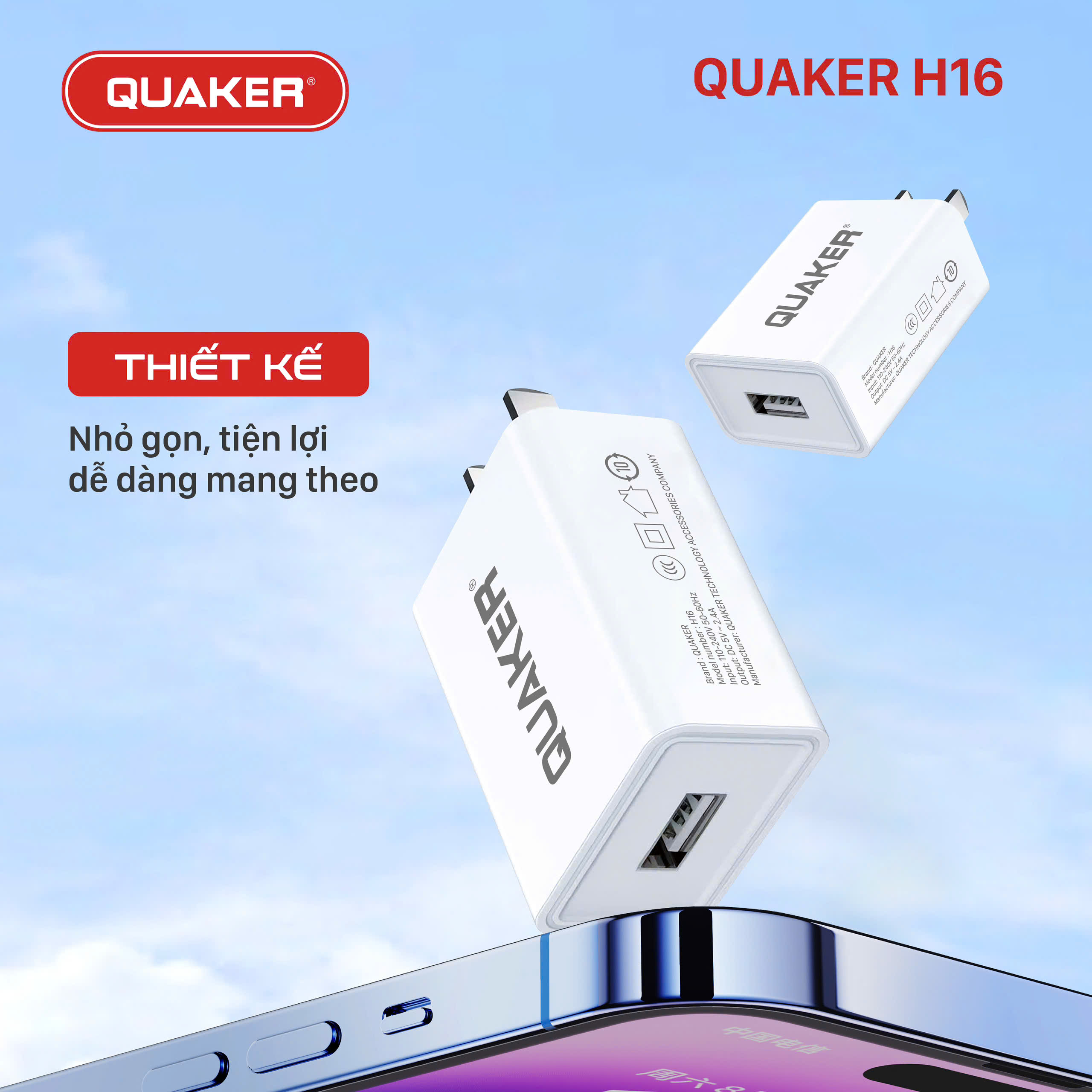 Củ sạc Quaker H16