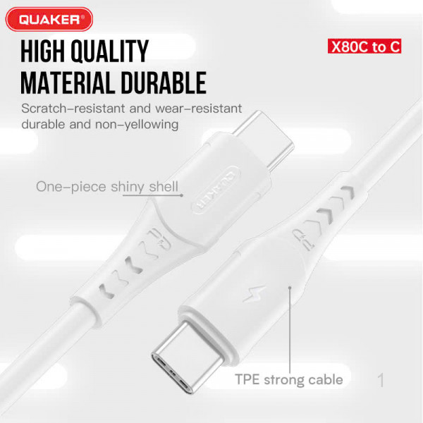 Cáp Sạc Nhanh Quaker X80 TypeC to Lightning PD - 30W