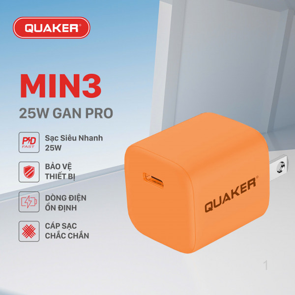 Củ Sạc Nhanh Quaker Min3 - 25W GaN Pro
