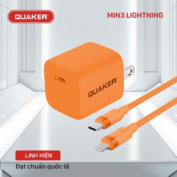 Bộ Sạc Nhanh Quaker Min3 - Lightning 25W GaN Pro