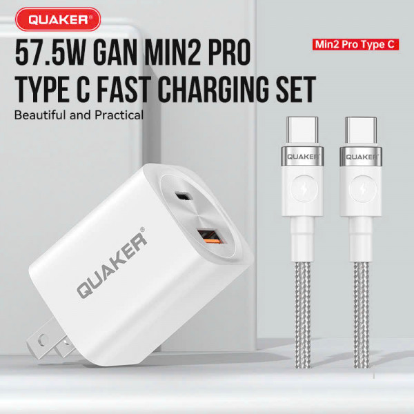 Bộ Sạc Nhanh Quaker Min2 Pro TypeC to TypeC - 57.5W GaN Pro8
