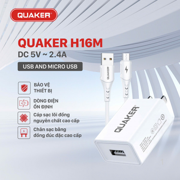 Bộ Sạc Nhanh Quaker H16 - DC 5V 2.4A