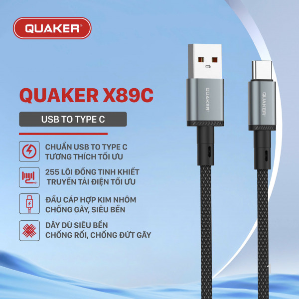 Cáp Sạc Dù Quaker X89 - 5A