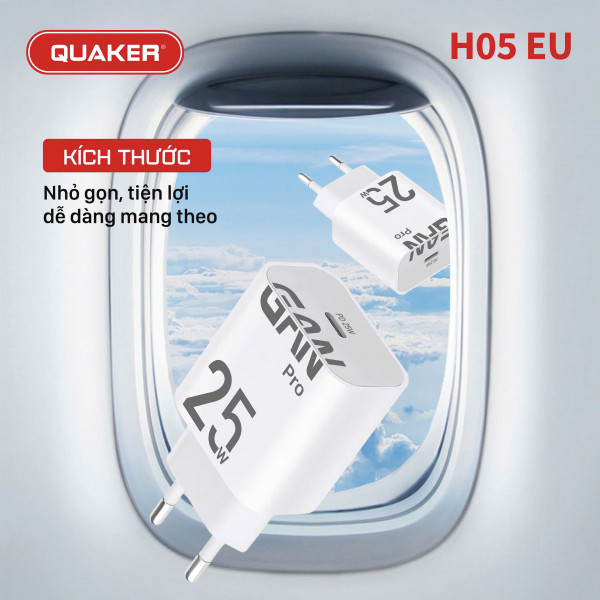 Củ Sạc Quaker H05 EU Type-C - 25W GaN
