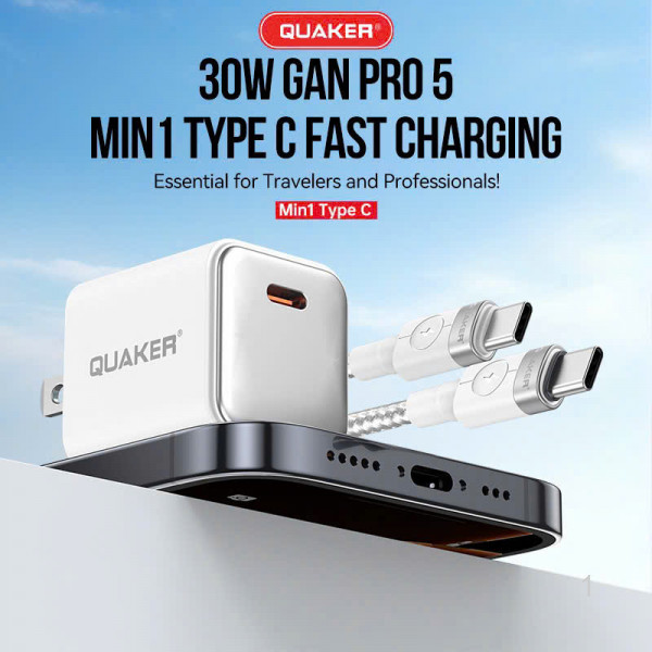 Bộ Sạc Nhanh Quaker Min1 Type-C - 30W PD GaN Pro 5