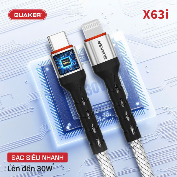 Cáp Sạc Nhanh Quaker X63i Type-C to Lightning 30W