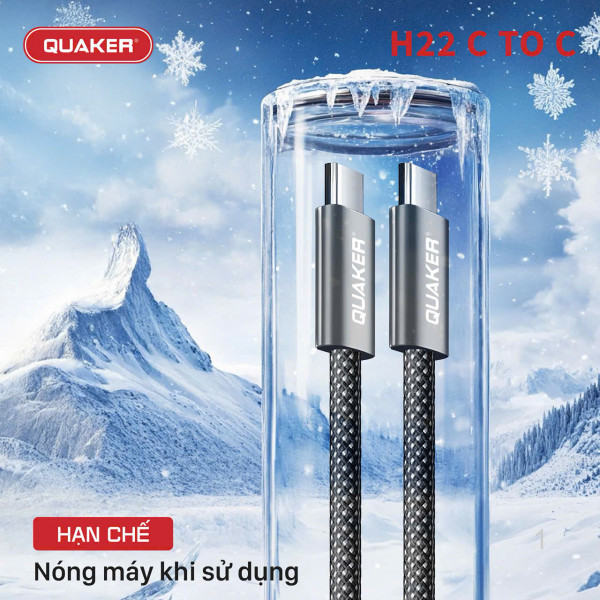 Cáp Sạc Quaker H22 Type-C to Type-C 100W