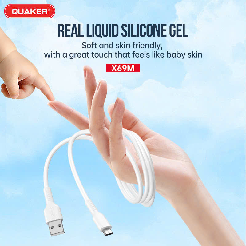 Cáp Sạc Silicon Quaker X69 – Sạc Nhanh 3.1A | Dài 1M | Siêu Mềm – Chống Cháy – Chịu Nhiệt Cao