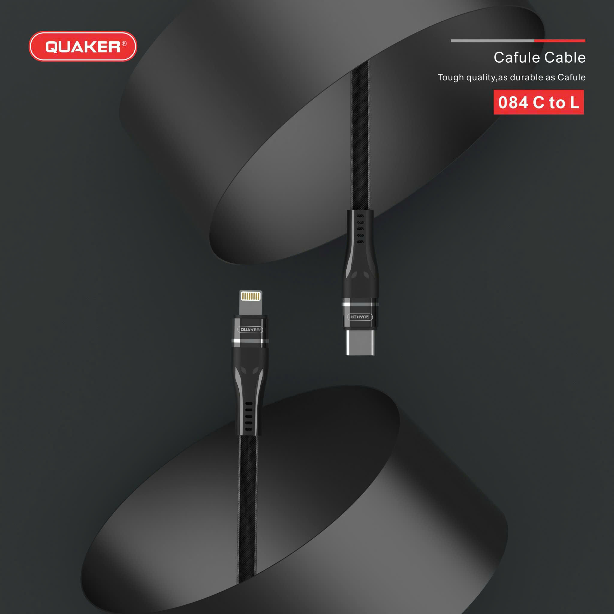 Cáp Sạc Dù Dẹt Quaker 084 Type-C to Lightning – Sạc Nhanh 30W | Dài 1.2M | Siêu Bền