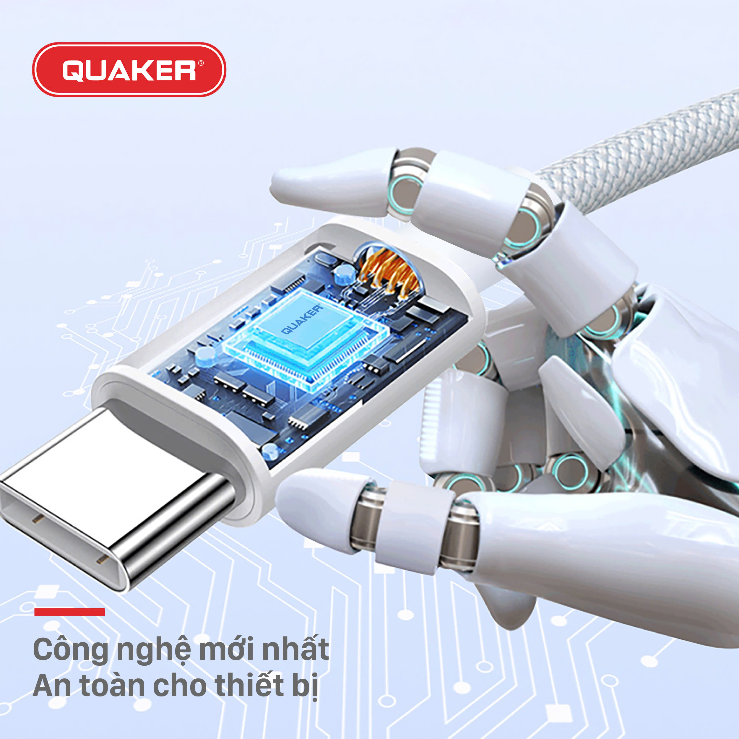 Cáp Sạc Nhanh Quaker H08 – Type-C to Lightning | PD 35W | Dài 1.5M | Dây Dù Siêu Bền