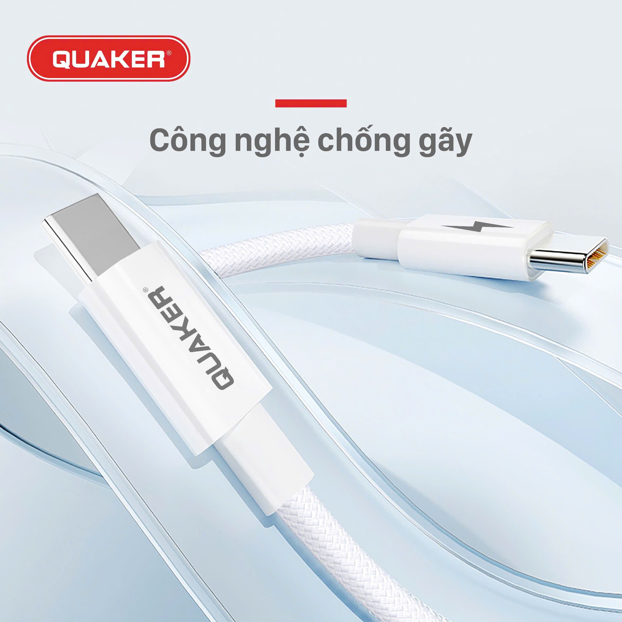 Cáp Sạc Nhanh Quaker H09 – Type-C to Type-C | Công Suất 100W | Dài 1.5M | Siêu Bền – Sạc Đa Thiết Bị