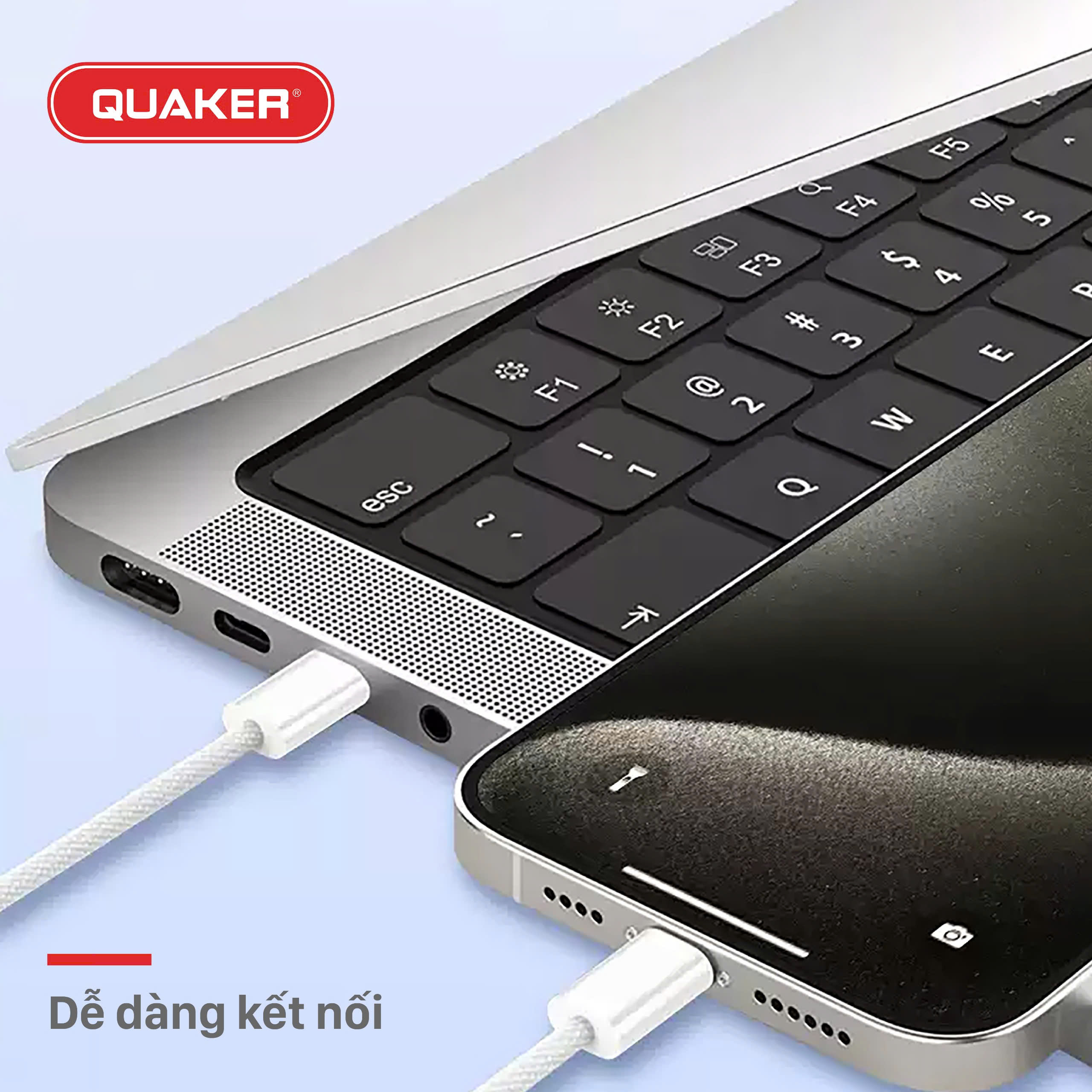 Cáp Sạc Nhanh Quaker H09 – Type-C to Type-C | Công Suất 100W | Dài 1.5M | Siêu Bền – Sạc Đa Thiết Bị