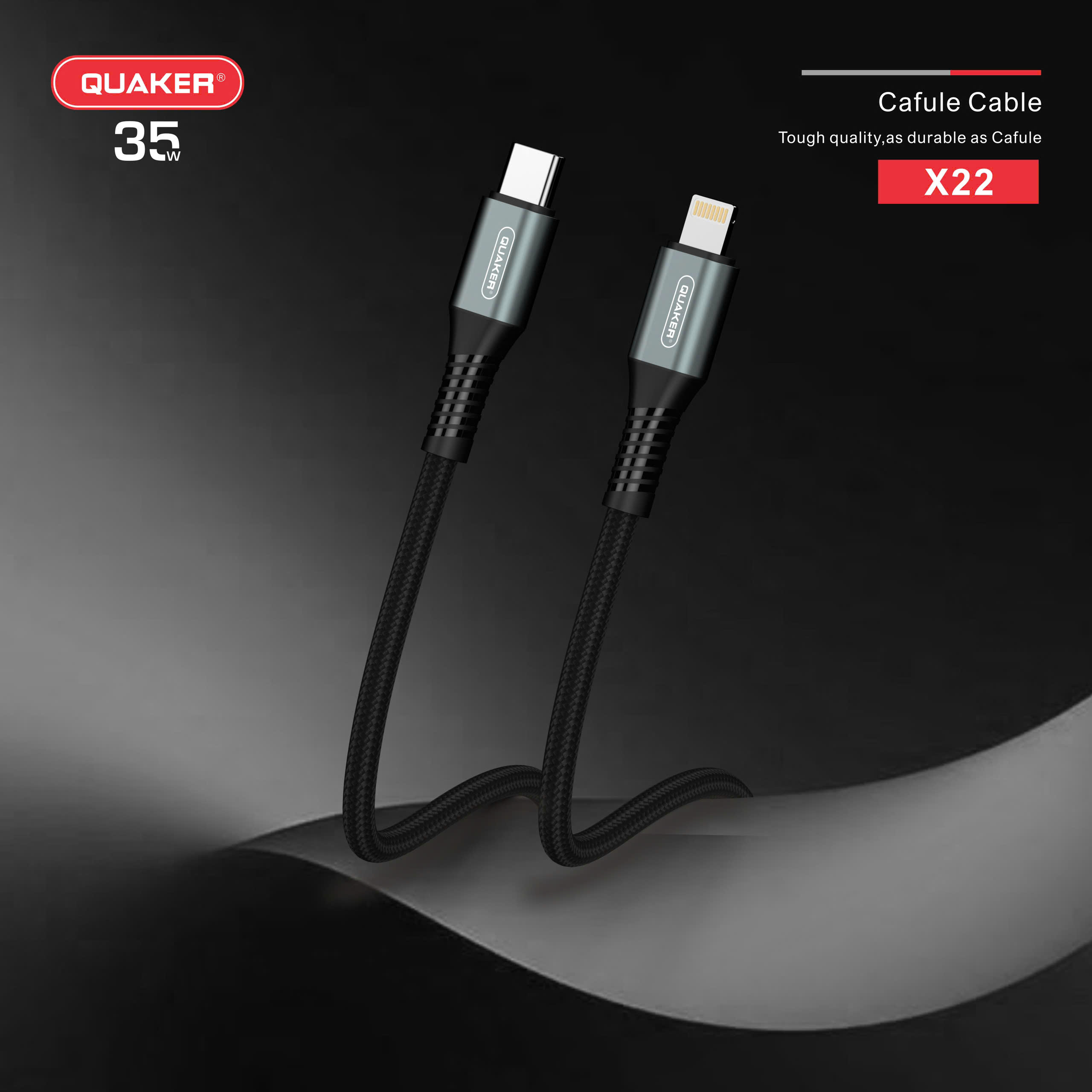 Cáp Sạc Nhanh Quaker X22 – Type-C to Lightning | 35W PD | Dài 1.2M | Siêu Bền – Truyền Dữ Liệu Ổn Định
