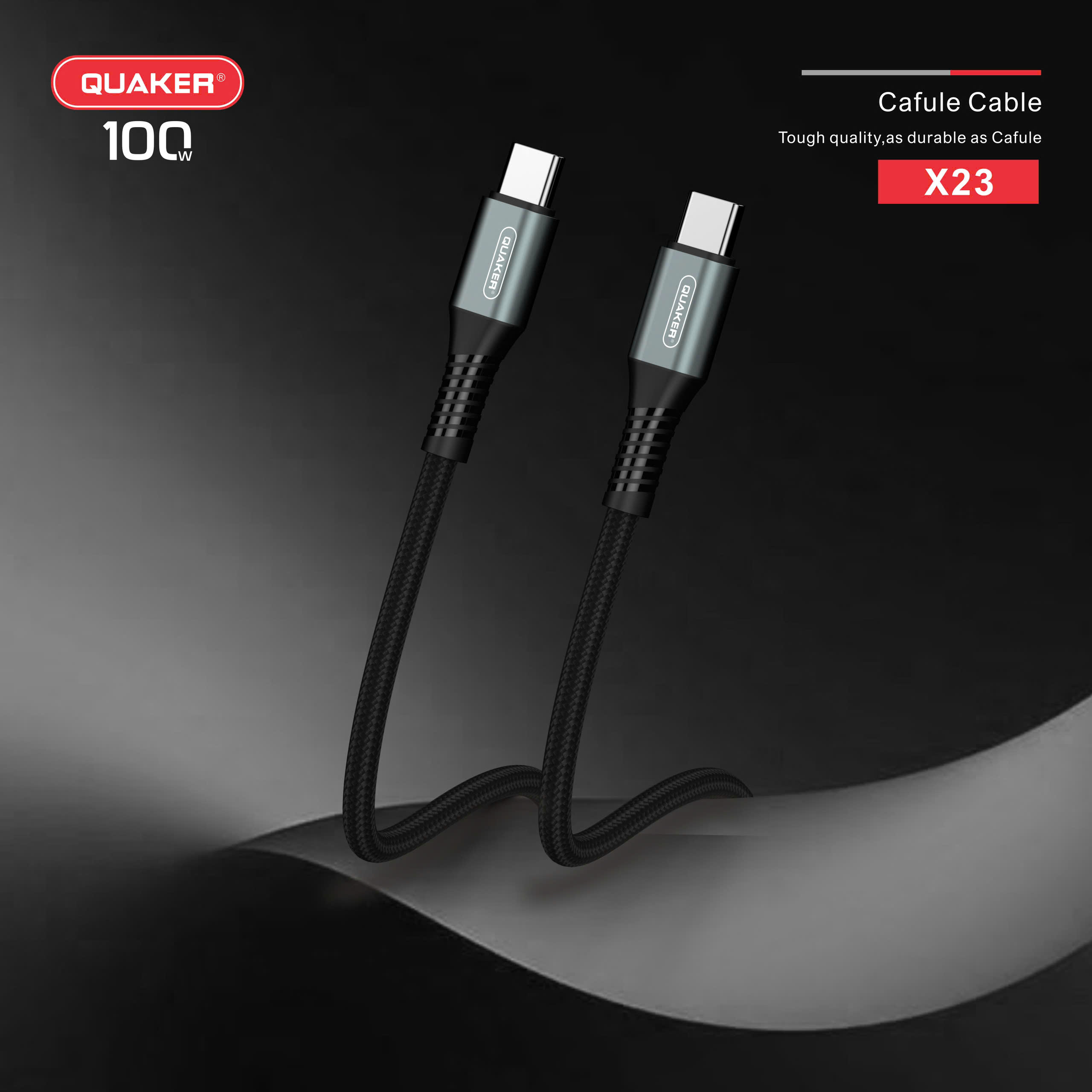 Cáp Sạc Nhanh Quaker X23 – Type-C to Type-C | 100W PD | Dài 1.2M | Dây Dù Siêu Bền – Truyền Dữ Liệu Ổn Định
