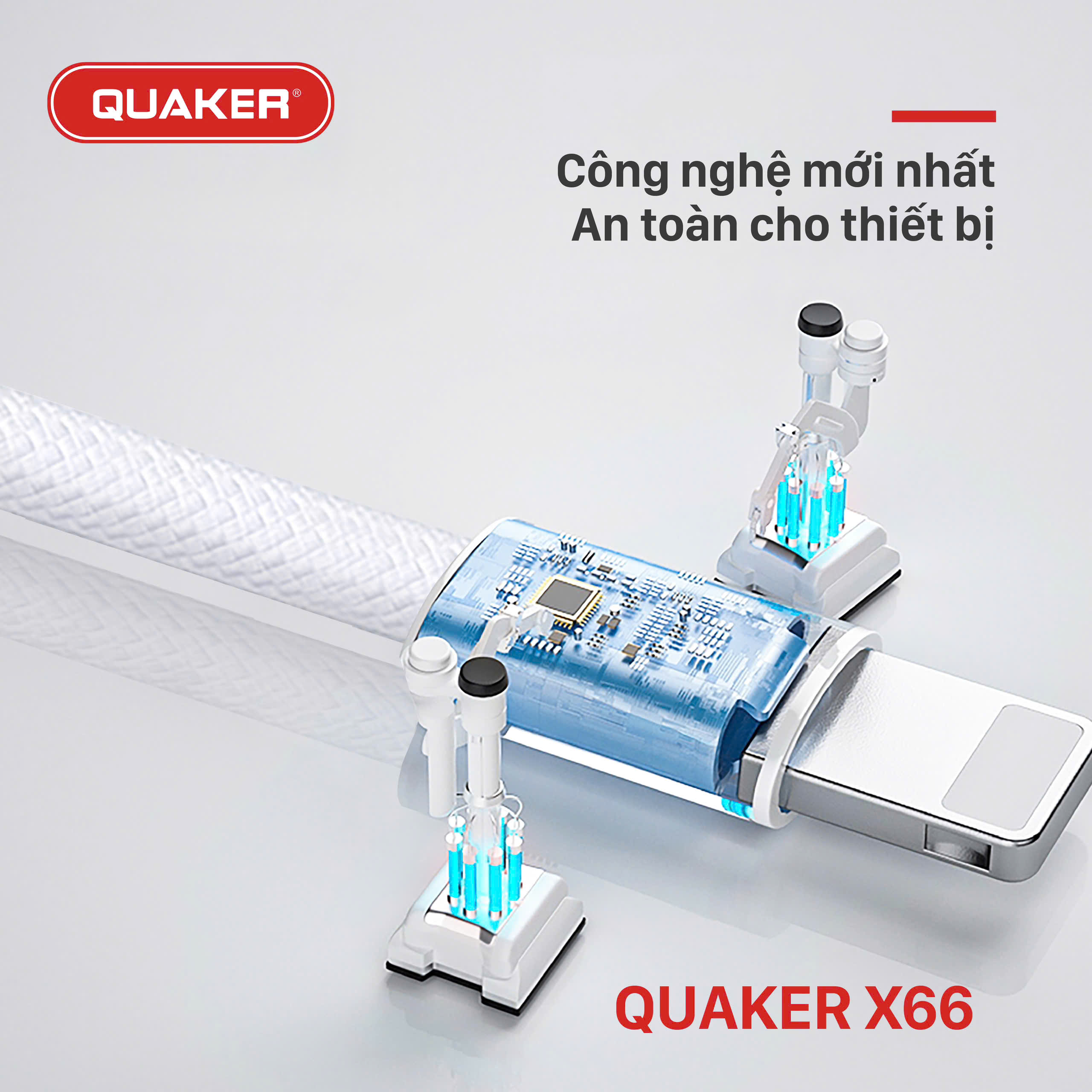 Cáp Sạc Dù Quaker X66 – Dài 1M | Lõi Đồng Tinh Khiết | Chip An Toàn | Kết Nối Ổn Định