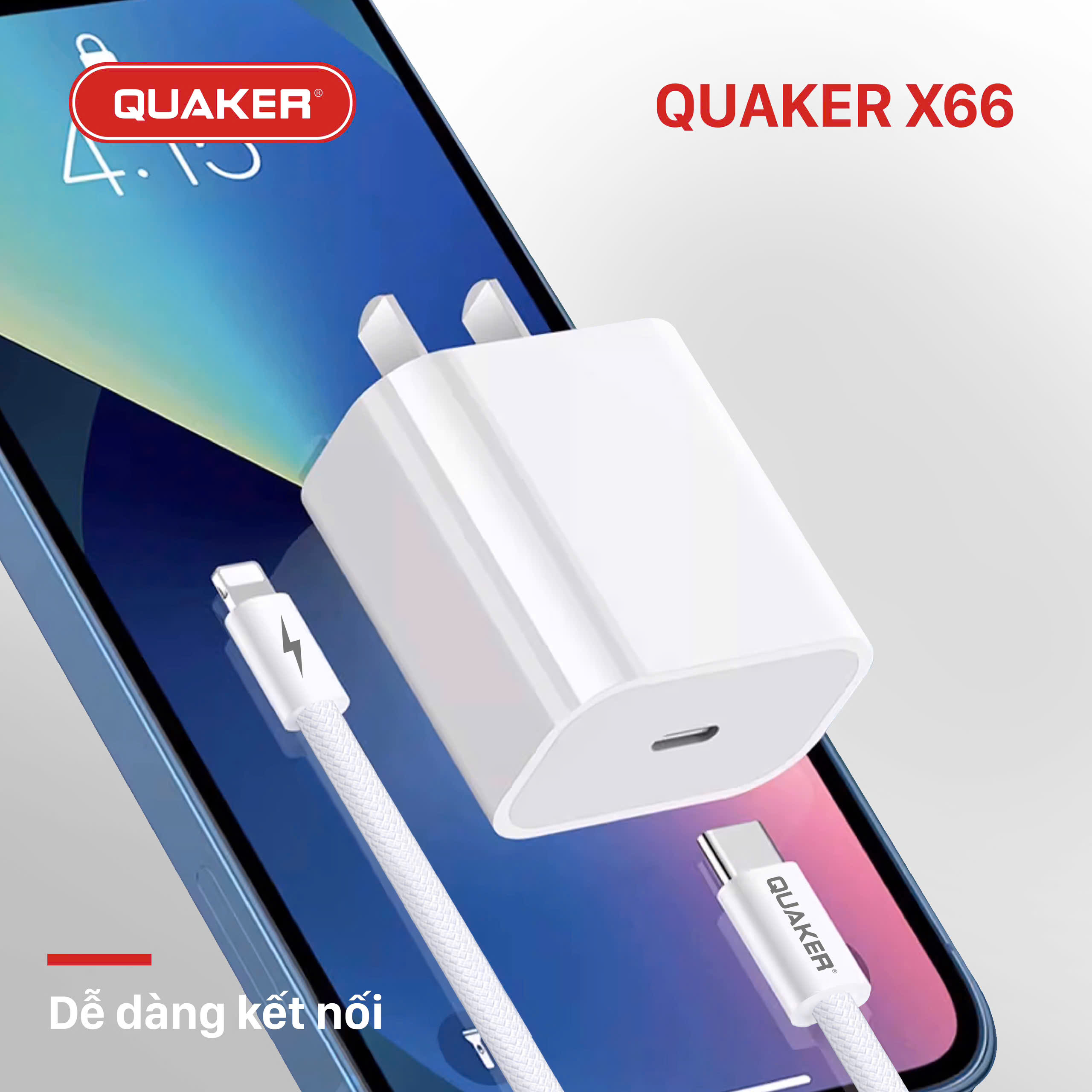 Cáp Sạc Dù Quaker X66 – Dài 1M | Lõi Đồng Tinh Khiết | Chip An Toàn | Kết Nối Ổn Định