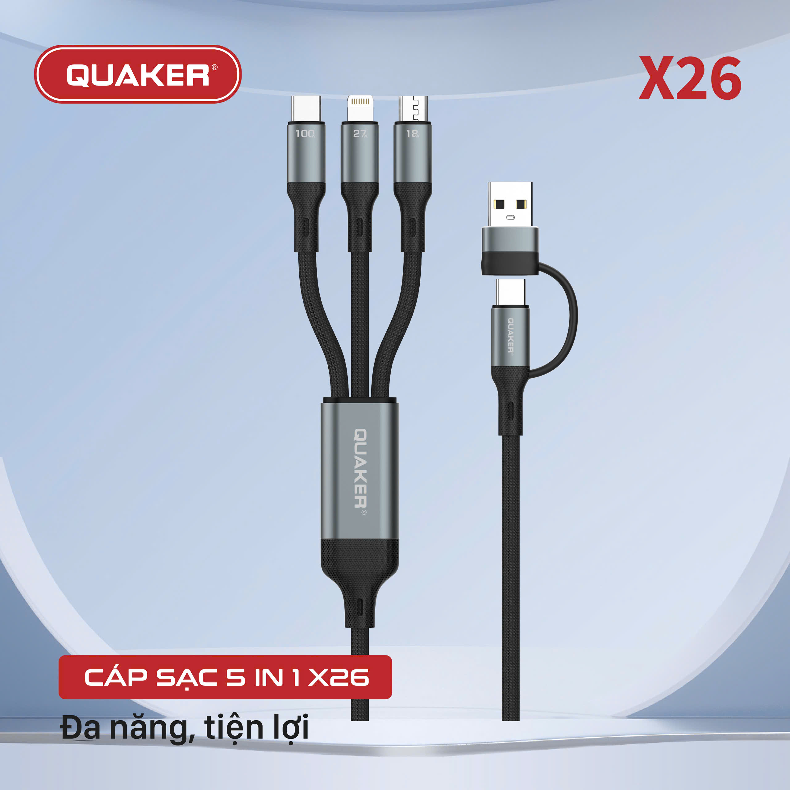 Cáp Sạc Quaker 5in1 X26
