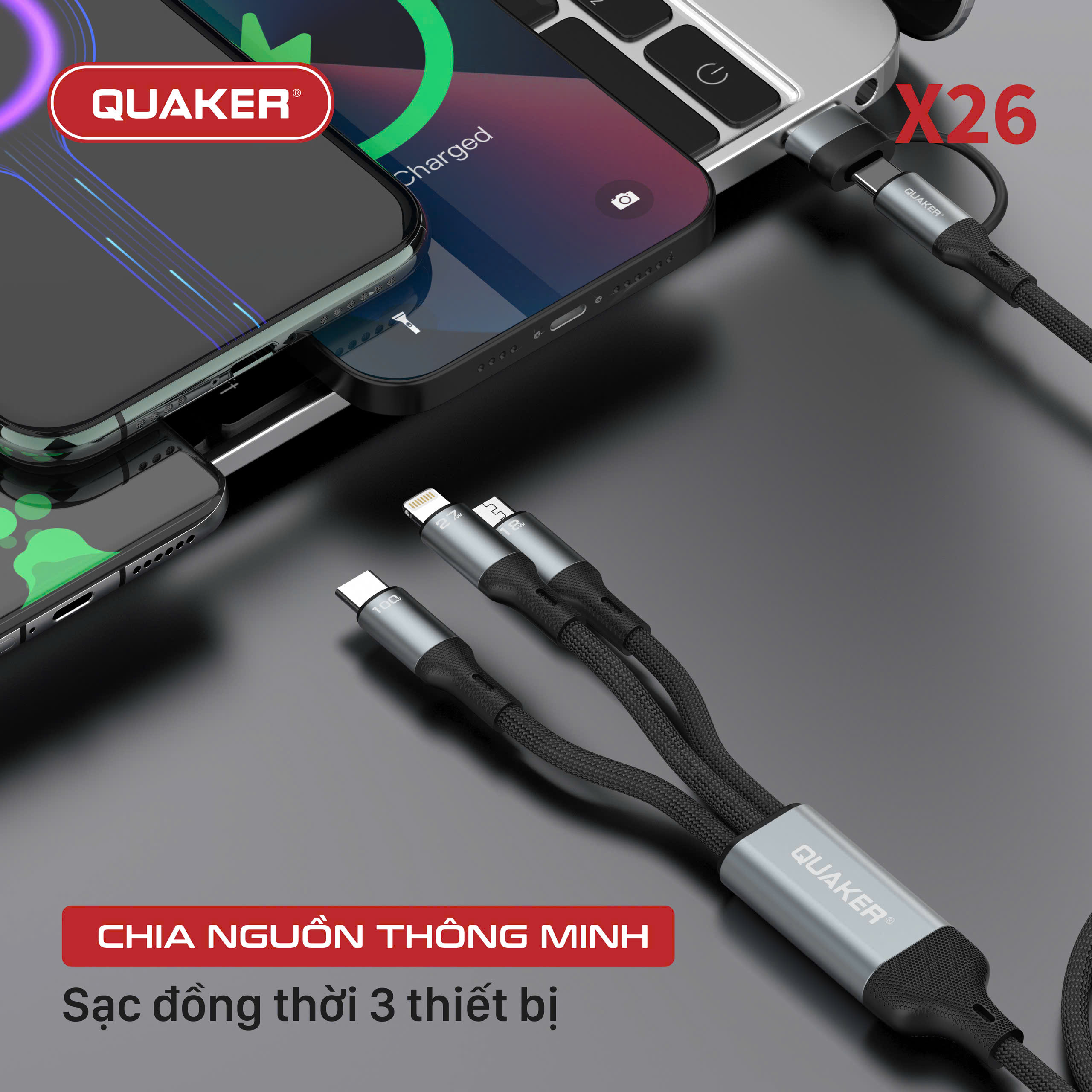Cáp Sạc Quaker 5in1 X26