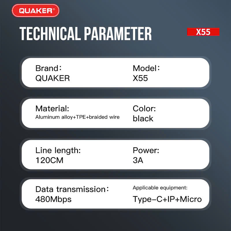 Cáp Dù 3in1 Quaker X55