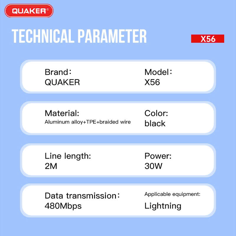 Cáp Sạc PD 30W Quaker X56