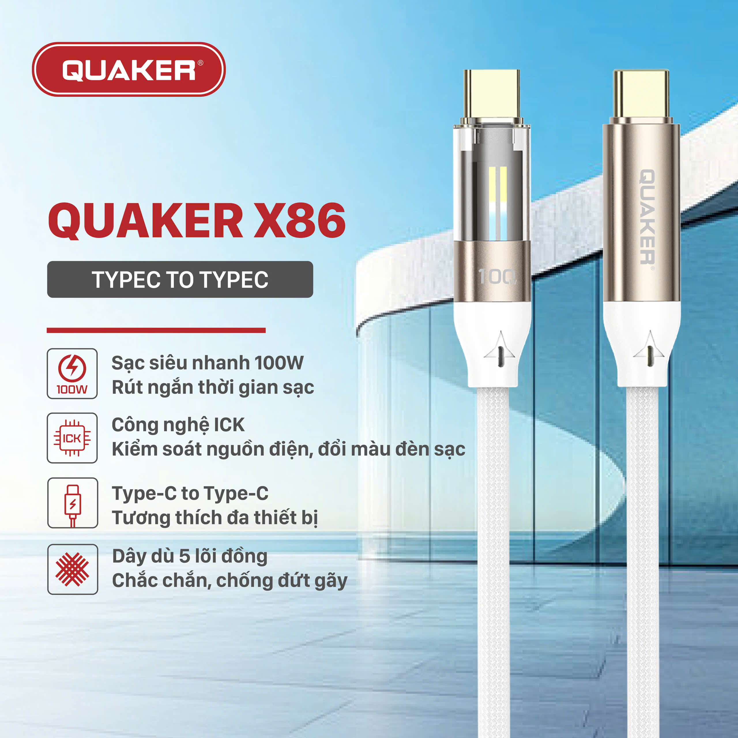 Cáp Sạc Thông Minh Quaker X86