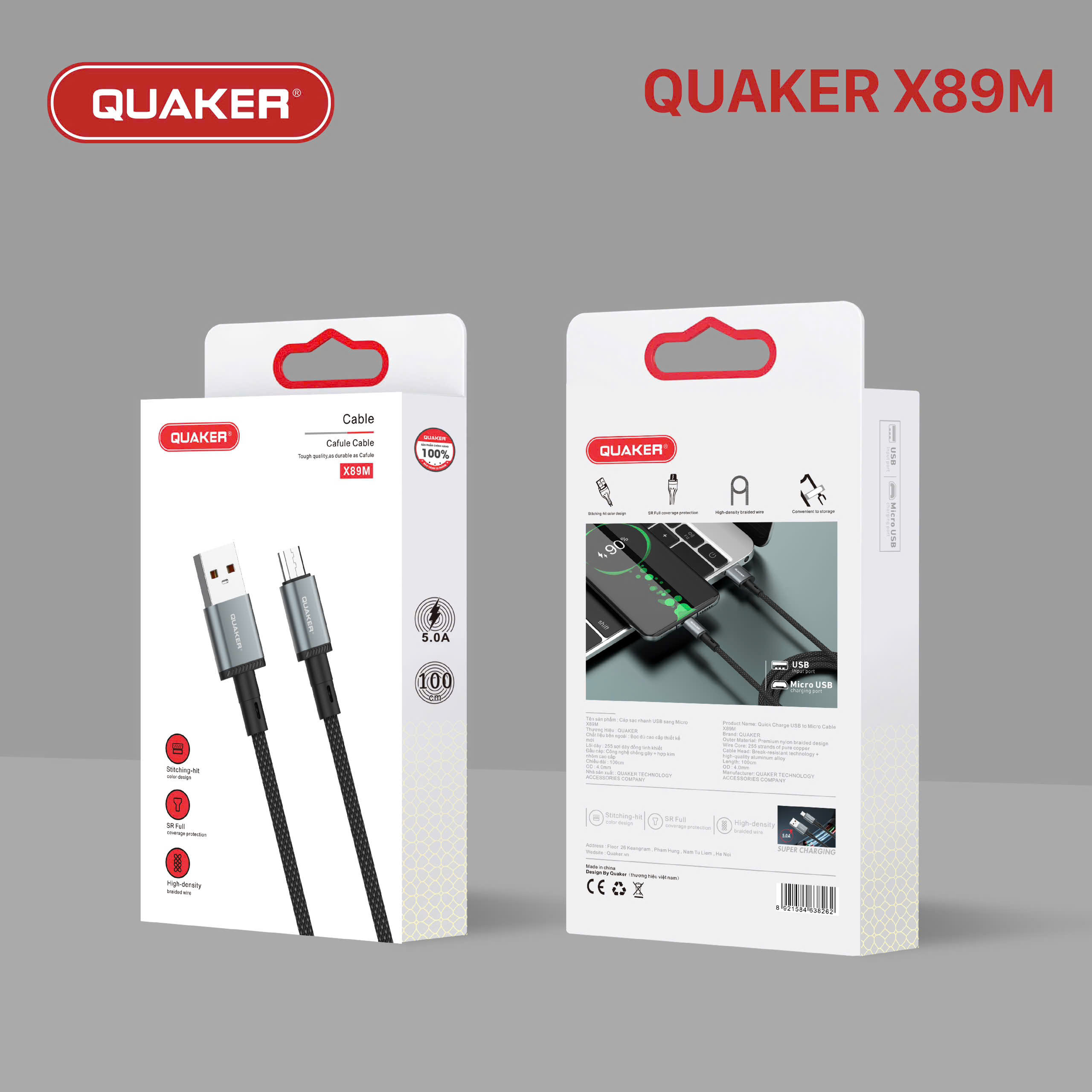 Cáp Sạc Dù Quaker X89 5A