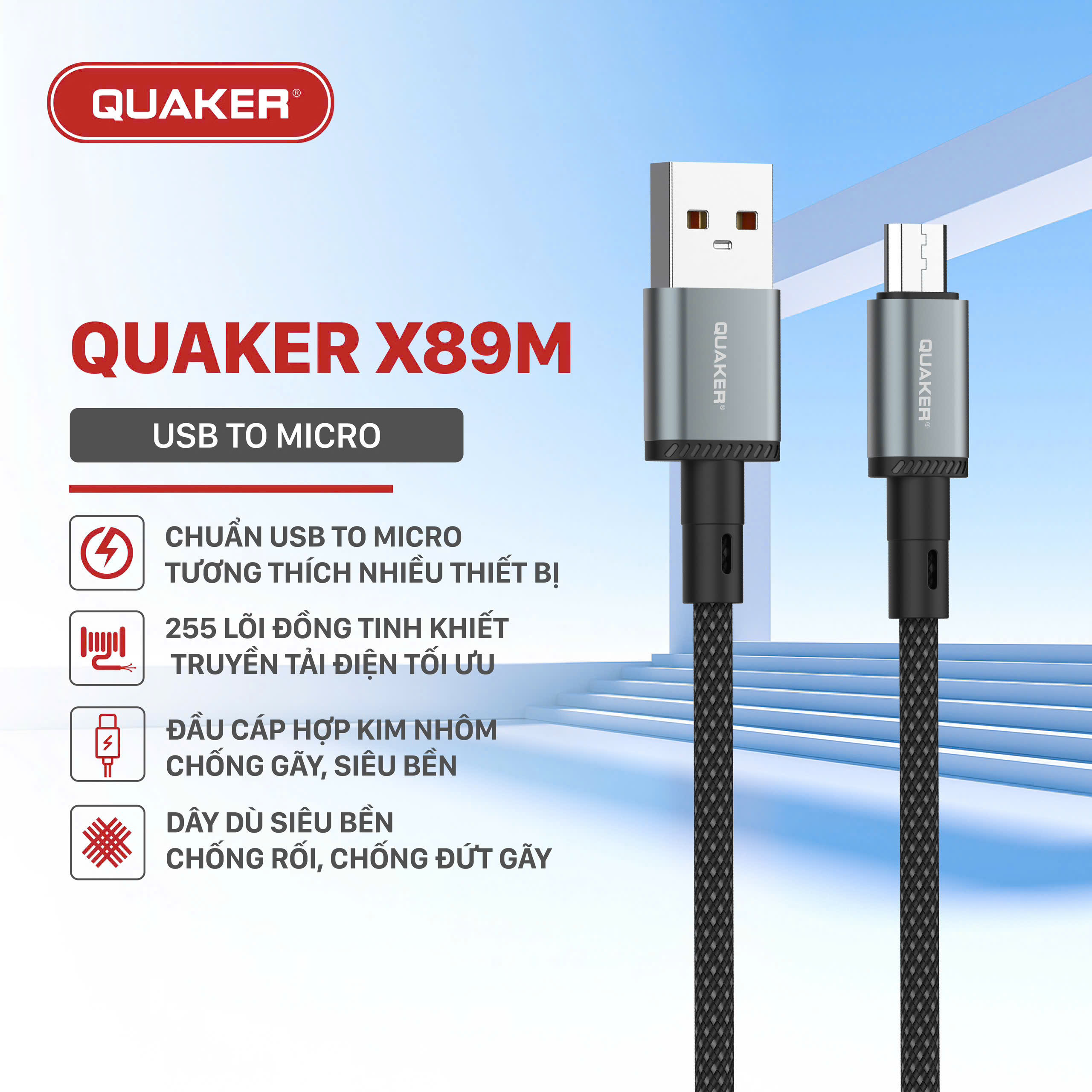 Cáp Sạc Dù Quaker X89 5A