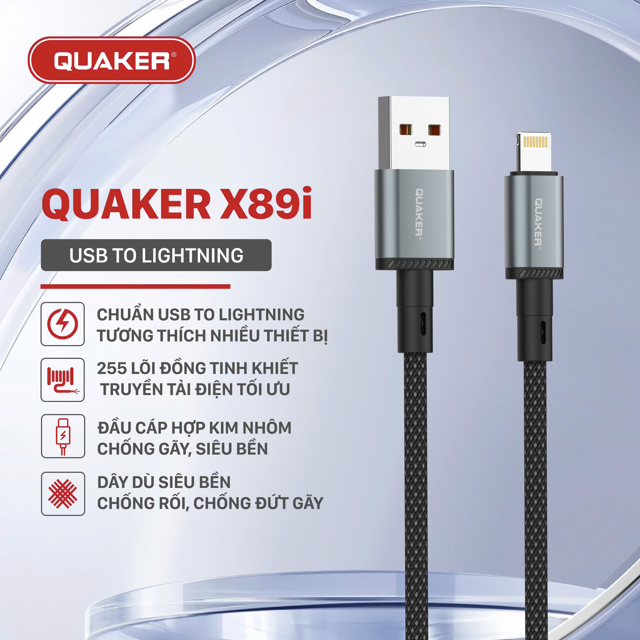 Cáp Sạc Dù Quaker X89 5A