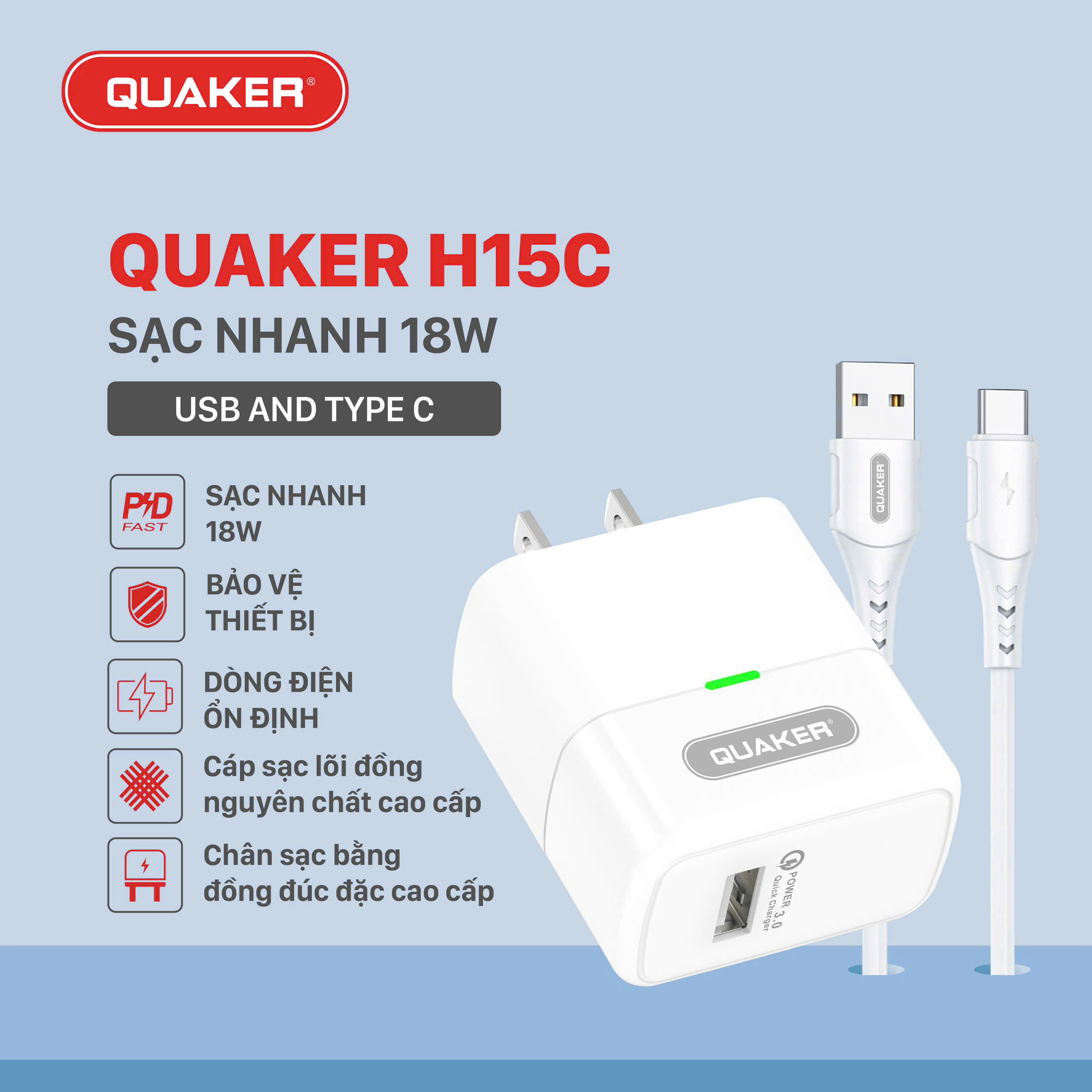 Củ sạc nhanh Quaker H15