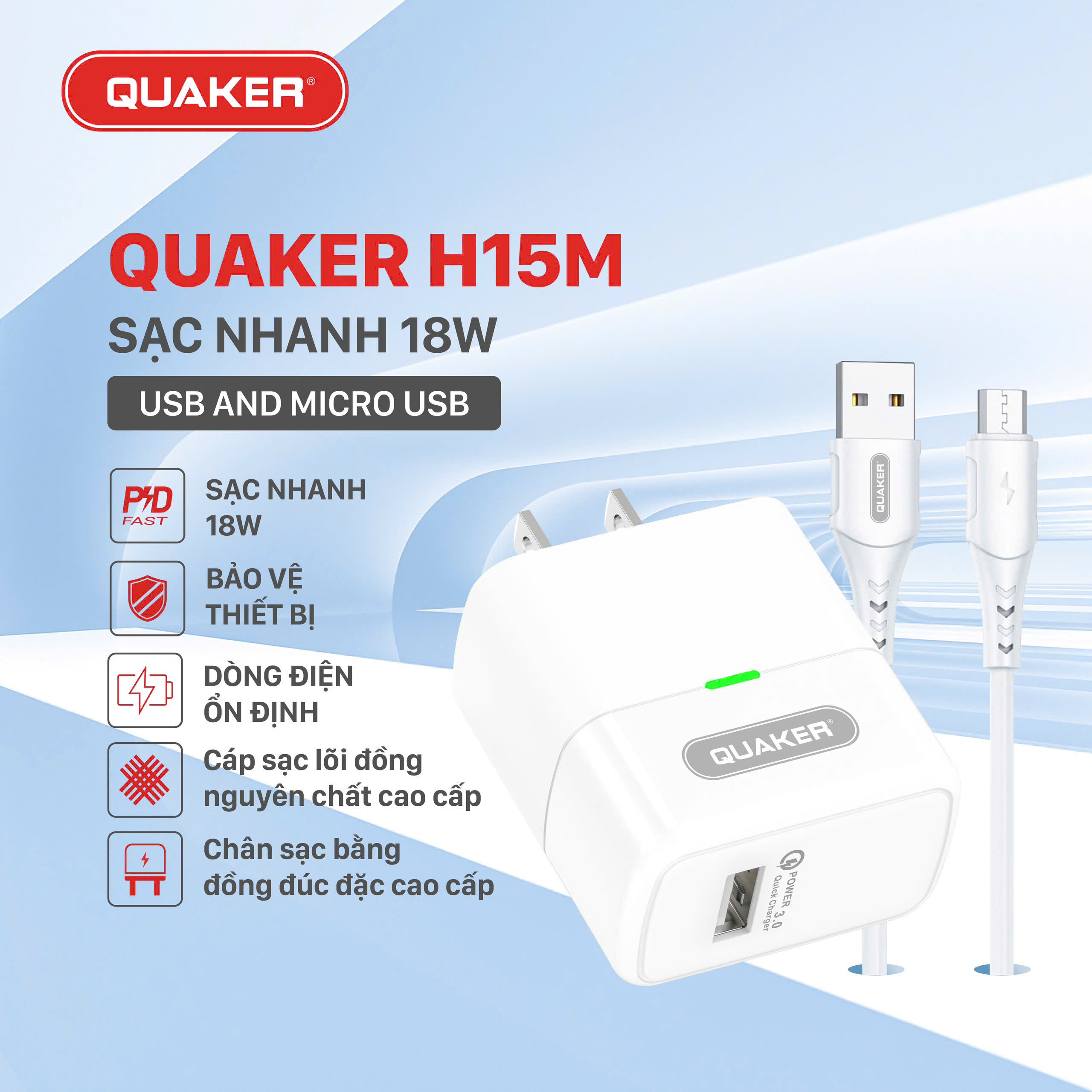 Củ sạc nhanh Quaker H15