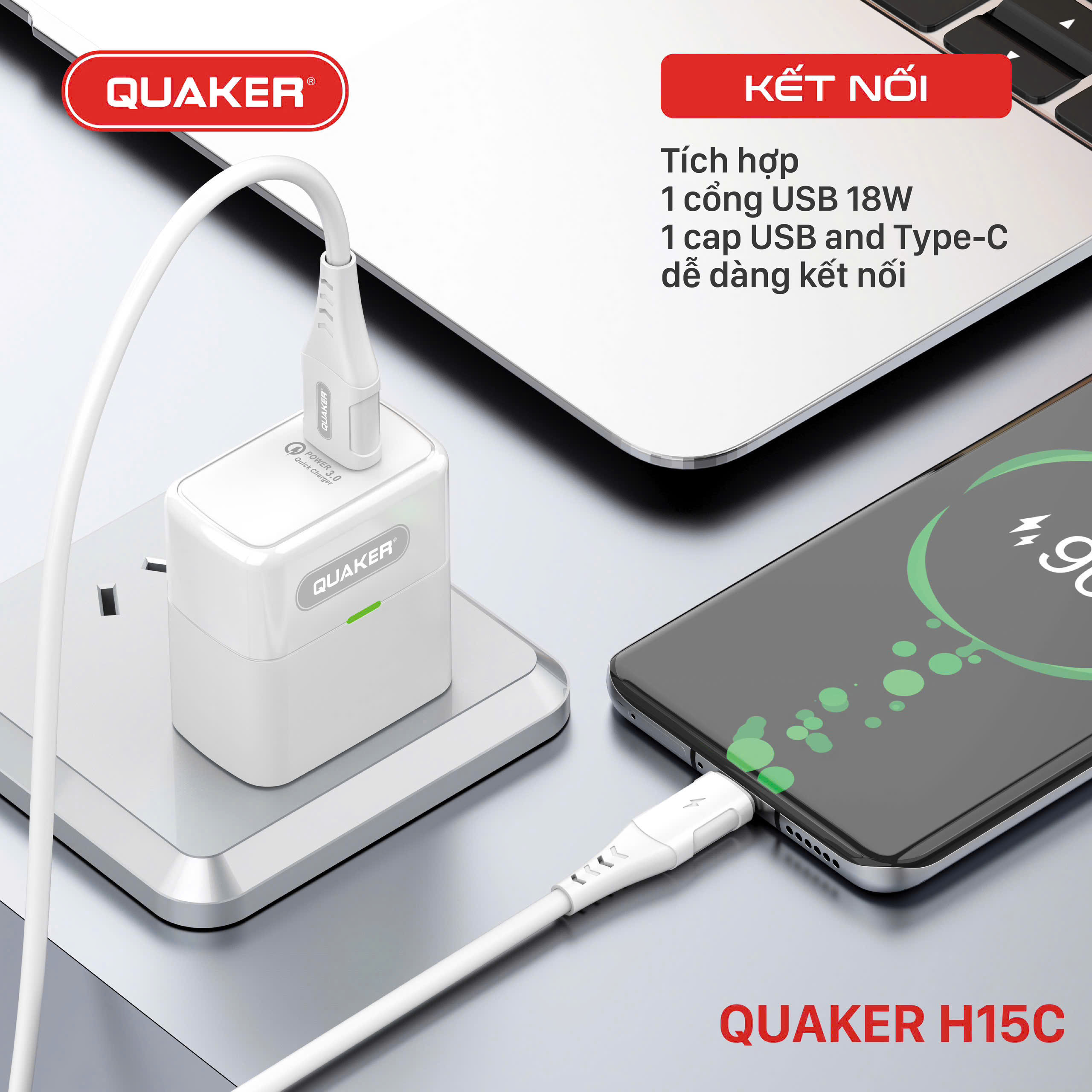 Củ sạc nhanh Quaker H15