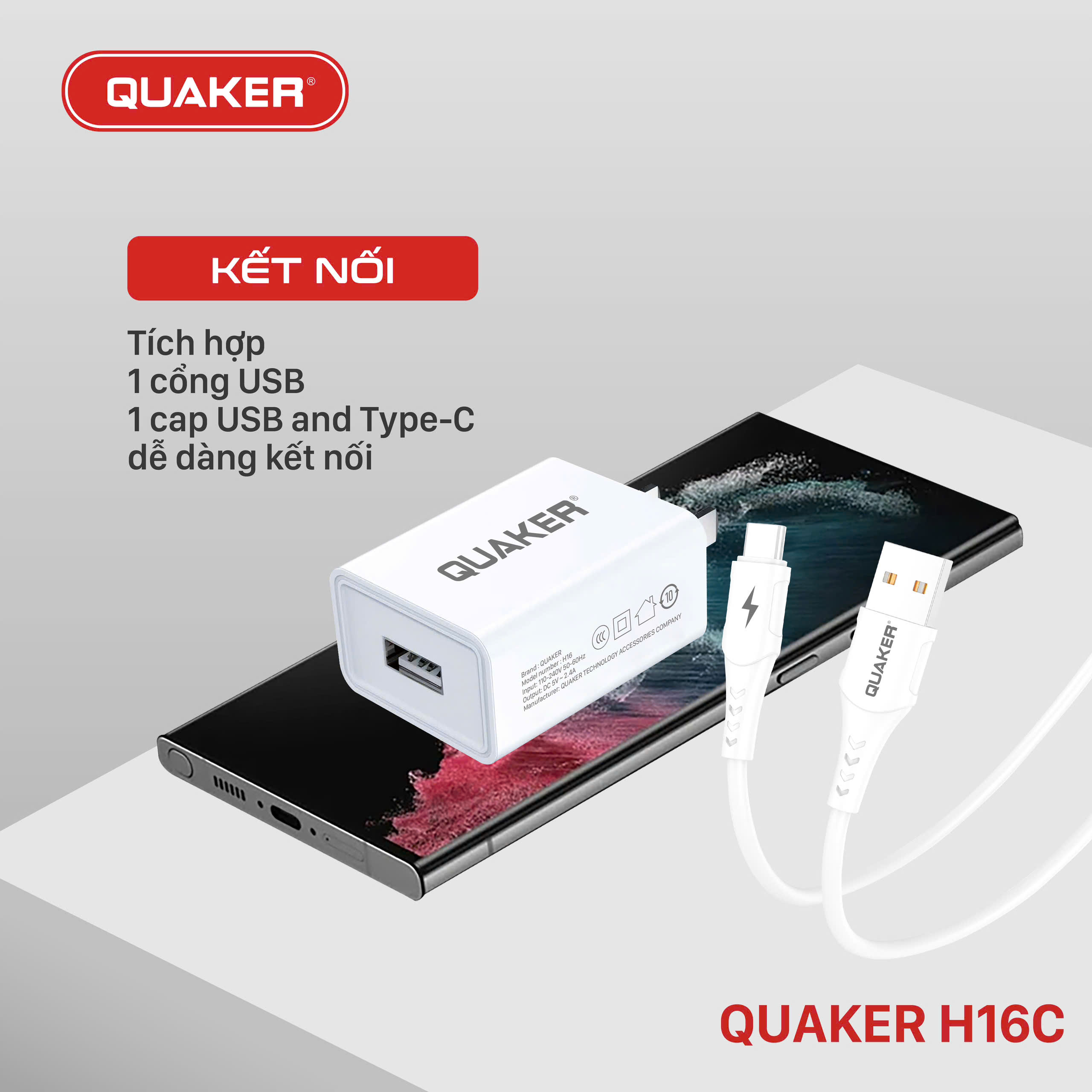Củ sạc Quaker H16