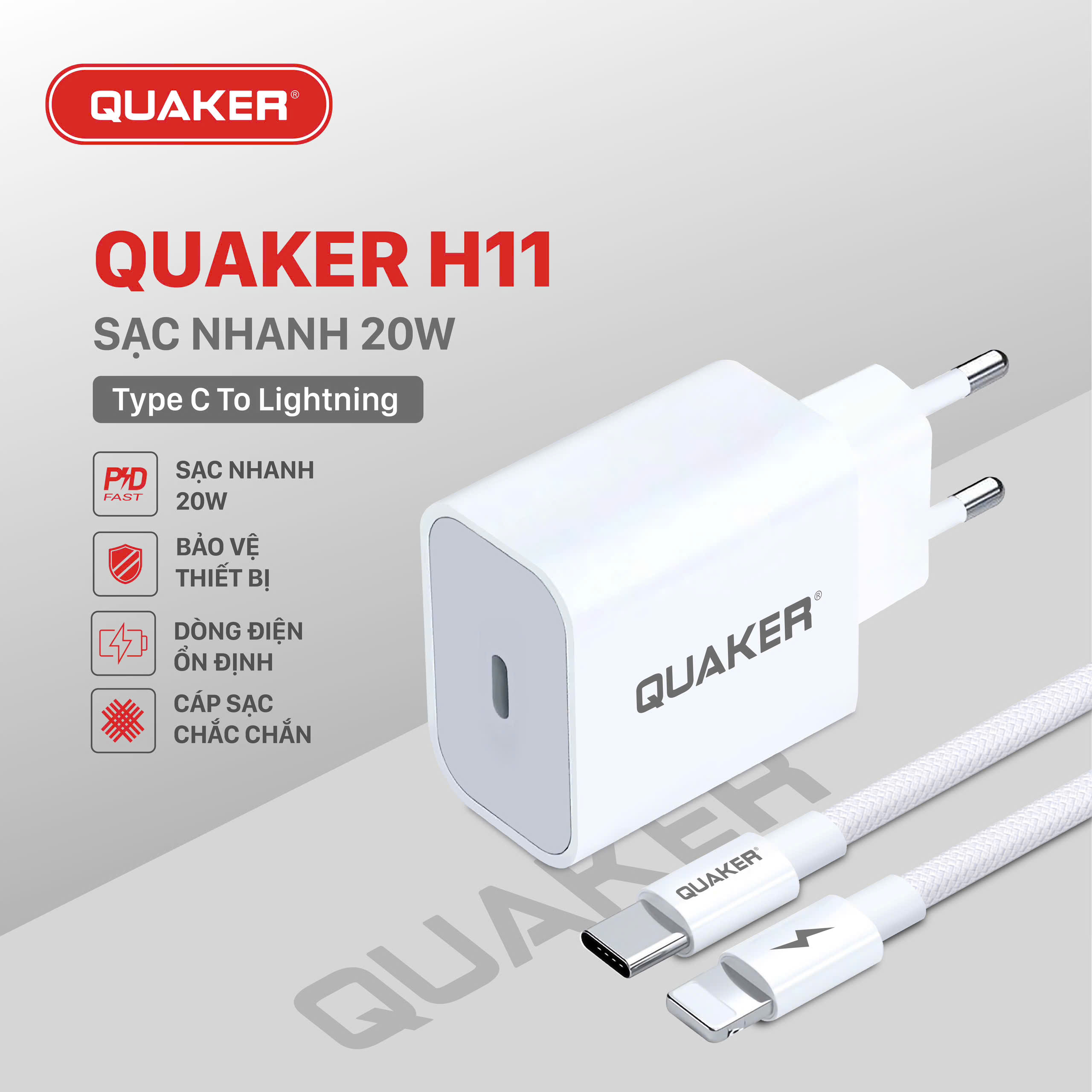 Củ sạc Quaker H11 20W