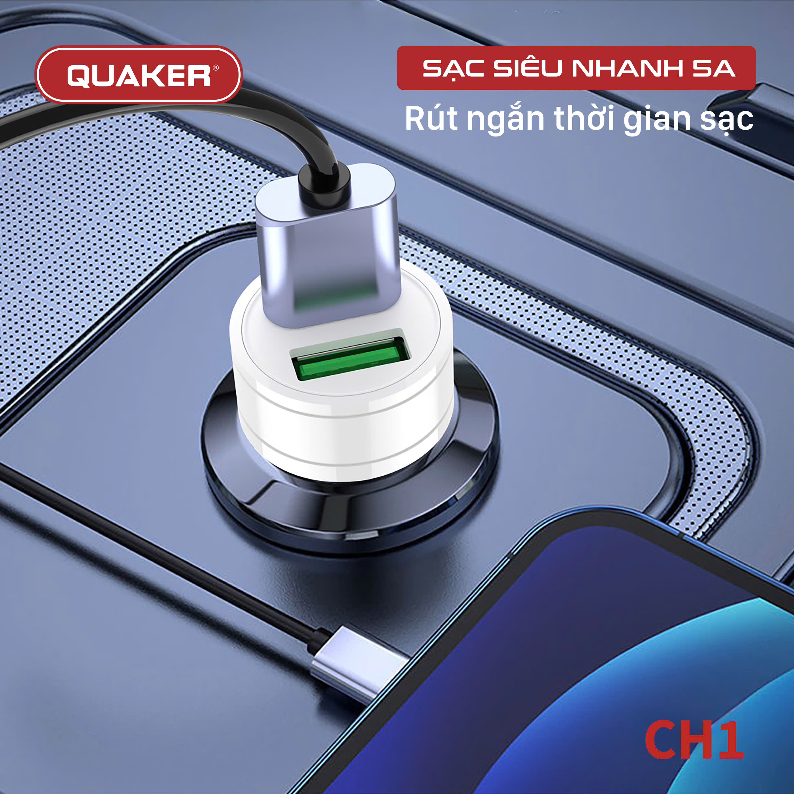 Tẩu sạc ô tô Quaker CH1
