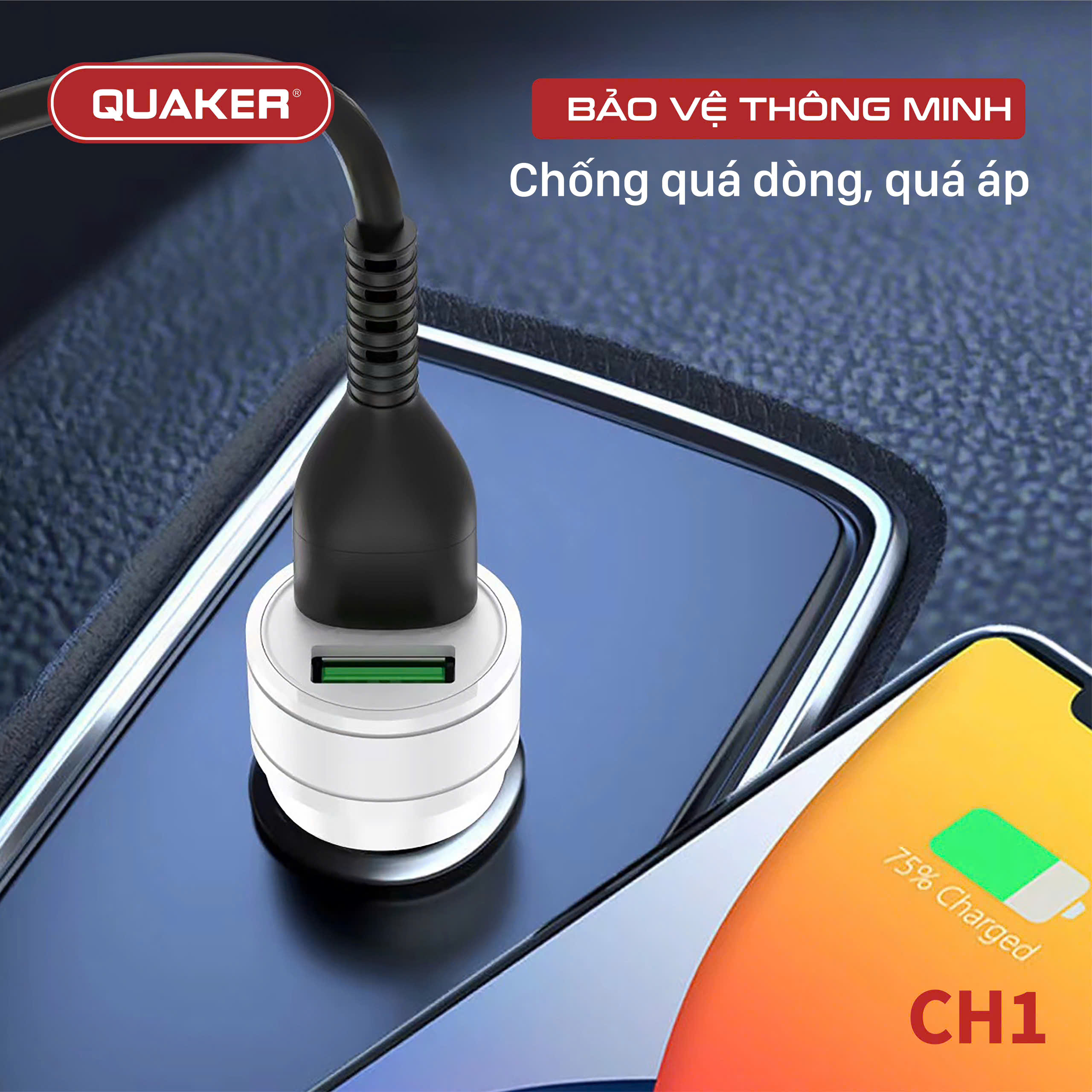Tẩu sạc ô tô Quaker CH1