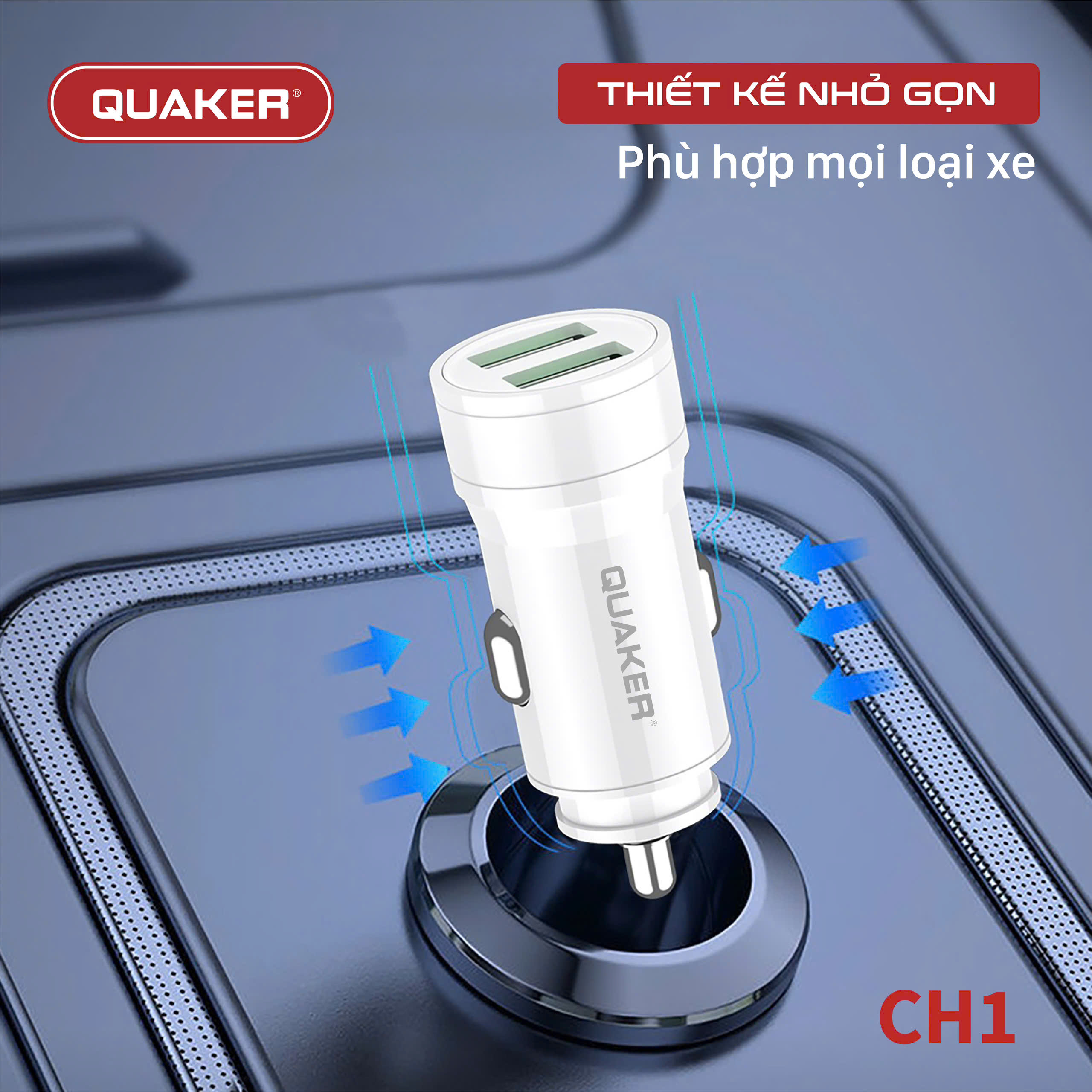 Tẩu sạc ô tô Quaker CH1
