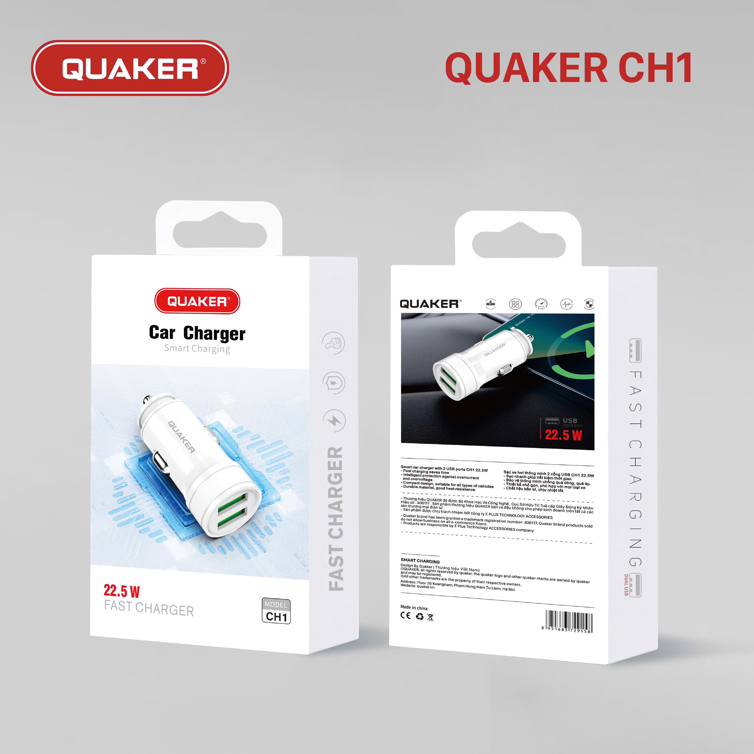Tẩu sạc ô tô Quaker CH1