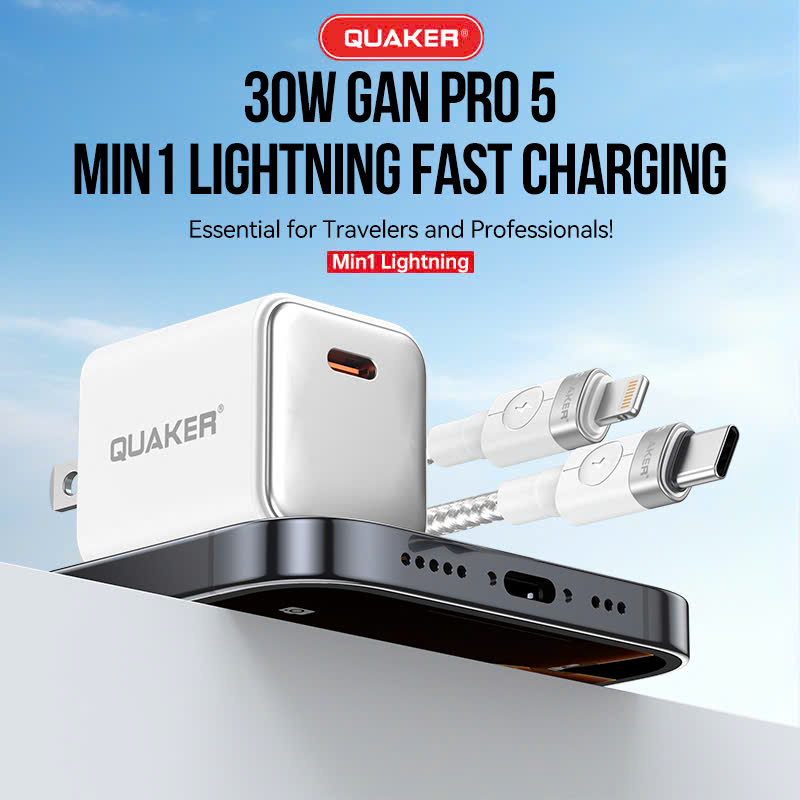 Bộ sạc nhanh Quaker Min1 Lightning – 30W GaN Pro 5 