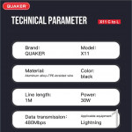 Cáp Sạc Nhanh Quaker X11 TypeC to Lightning - 30W