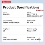 Bộ Sạc Nhanh Quaker Min1 Type-C - 30W PD GaN Pro 5