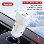 Tẩu Sạc Xe Hơi Thông Minh Quaker CH3 2 Cổng Type-C - 60W